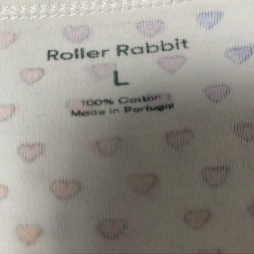 Roller Rabbit Pajama PJ Top Womens L Disco Hearts Henley 3/4 Sleeve Rainbow - Picture 13 of 15